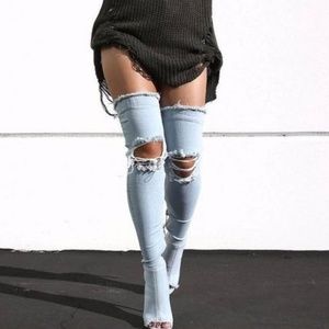 Thigh High Denim Boots